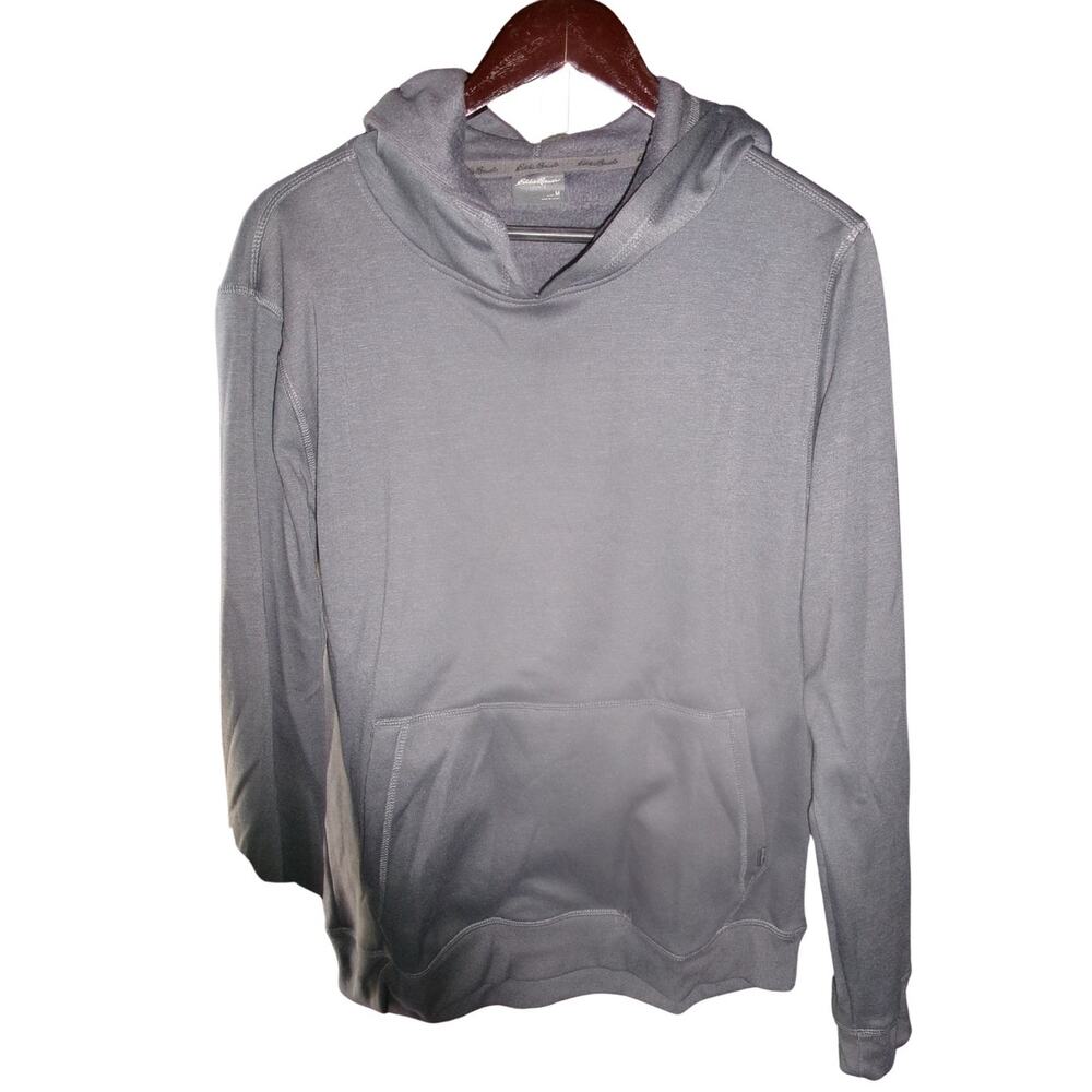 Eddie Bauer Lounge Women's M Gray Fleece Pullover Hoodie Kangaroo Pocket